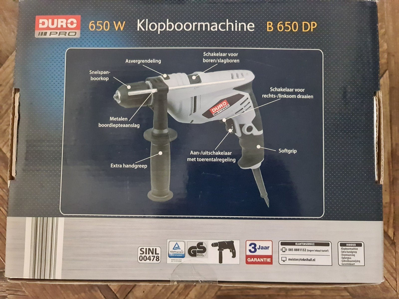Duro Pro 650W Klopboormachine B 650 DP - Nieuw in doos, Doe-het-zelf en Verbouw, Gereedschap | Boormachines, Boormachine, 600 watt of meer