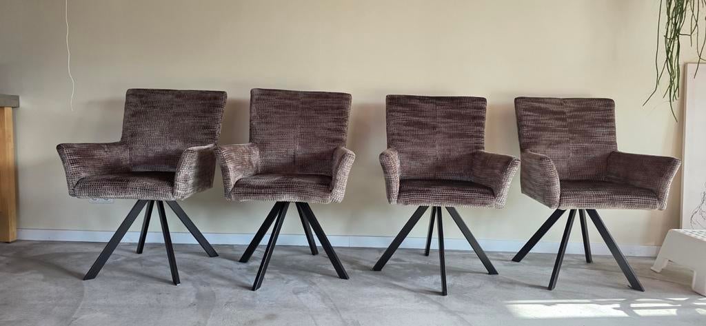 Draaibare eetkamerstoelen - 4 stuks, Huis en Inrichting, Stoelen, Ophalen, Overige kleuren, Zo goed als nieuw, Stof