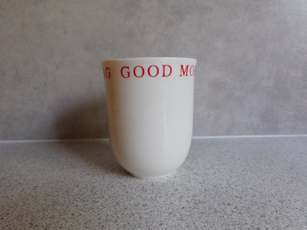Mok "Good Morning" van de Vos Home en Garden - 9,5x8 cm, Overige merken, Keramiek, Zo goed als nieuw, Overige stijlen