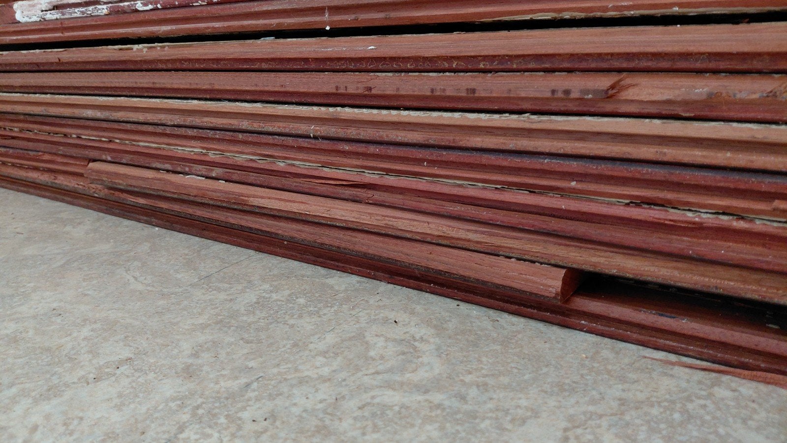 Partij Merbau houten vloerplanken, Doe-het-zelf en Verbouw, Hout en Planken, Ophalen, Gebruikt, Minder dan 25 mm, 200 tot 250 cm