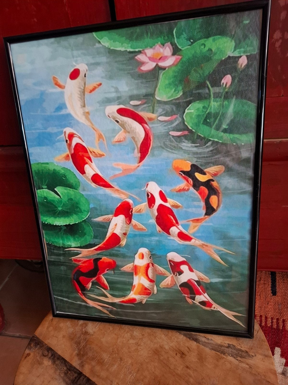 Ingelijste reproductie Zwemmende Koi karpers 30x40 cm, Minder dan 50 cm, Ophalen of Verzenden, 5 – 50, Print
