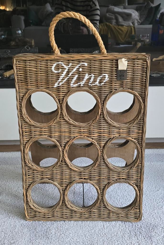 Rivièra Maison Wijnrek 'Vino' - Rotan Flessenhouder, Overige materialen, Ophalen of Verzenden, Zo goed als nieuw, 5 tot 15 flessen