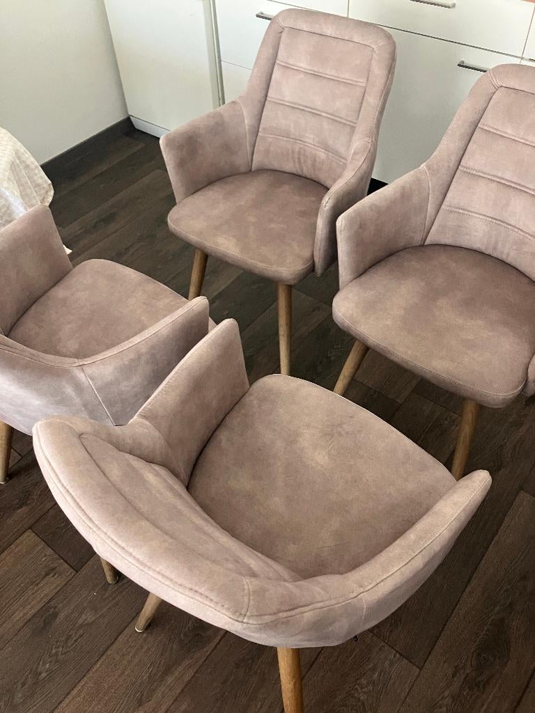 4 eetkamer stoelen, Ophalen, Zo goed als nieuw, Stof, Vier