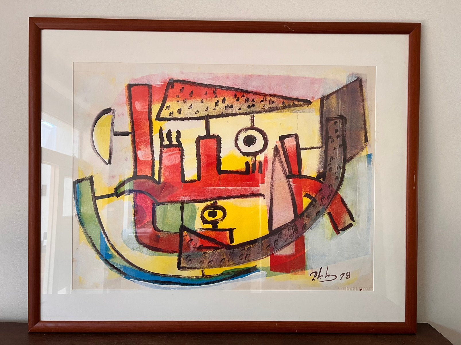 Rinaldo Klas 1998, Antiek en Kunst, Met glas, Ophalen, Abstract