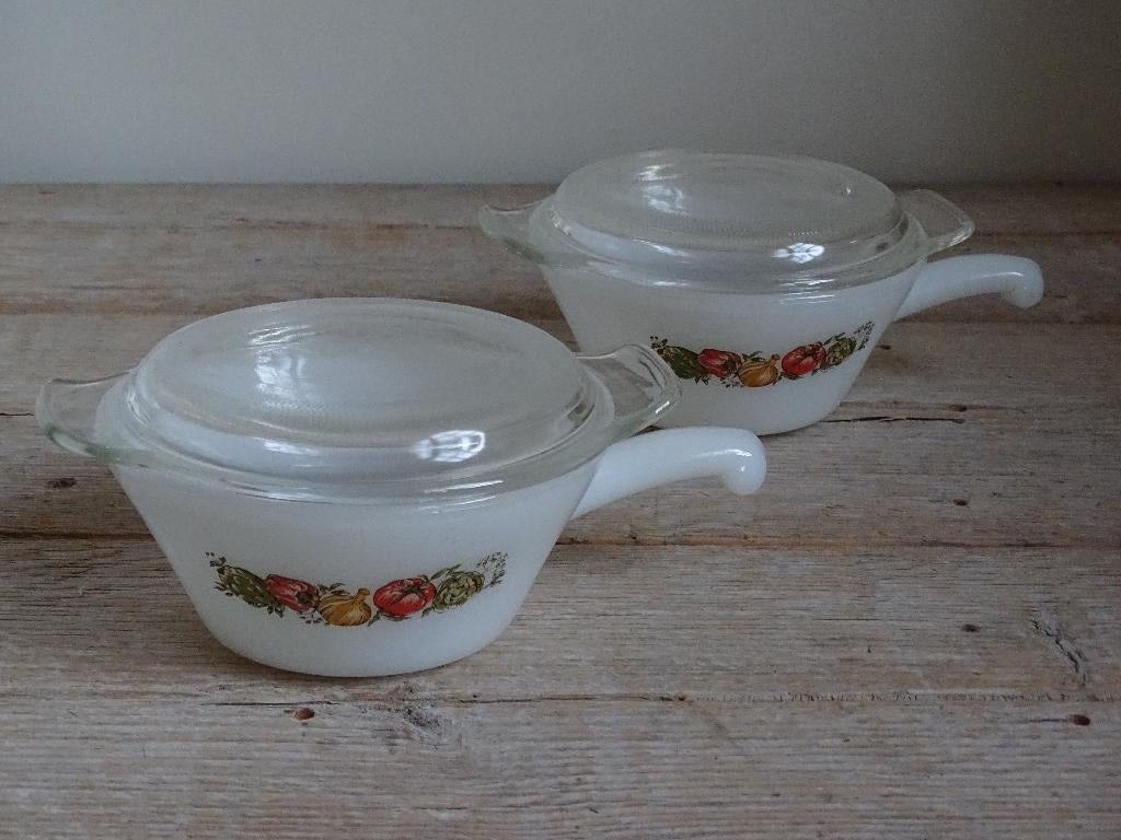 2x Schaaltje, RETRO, Anchor Hocking, HARVEST VEGETABLES zgan, Antiek en Kunst, Ophalen of Verzenden
