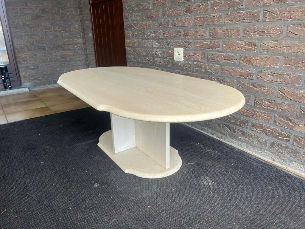 Travertin salontafel in goede staat, Huis en Inrichting, Tafels | Salontafels, 100 tot 150 cm, Verzenden, 50 tot 100 cm, Zo goed als nieuw