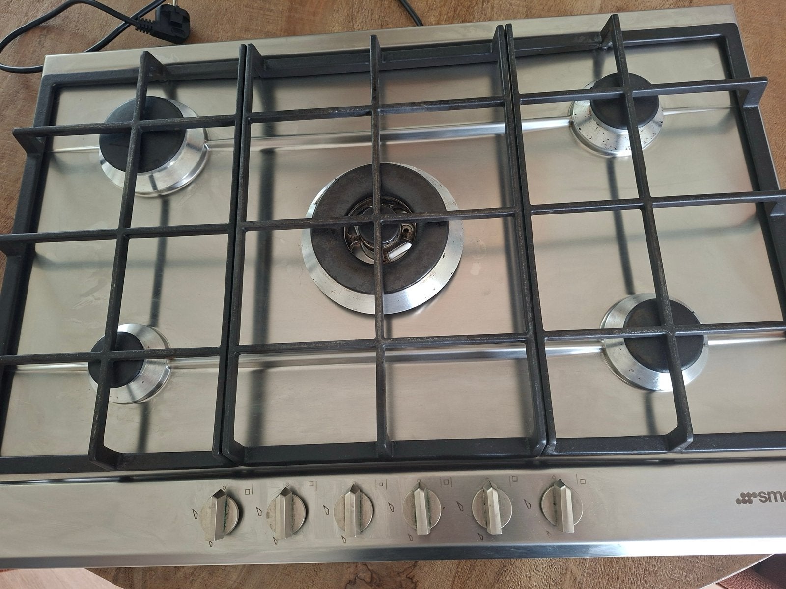 Smeg gasfornuis 5-pits RVS - 71x60 cm, Ophalen, Gebruikt, Inbouw, Gas