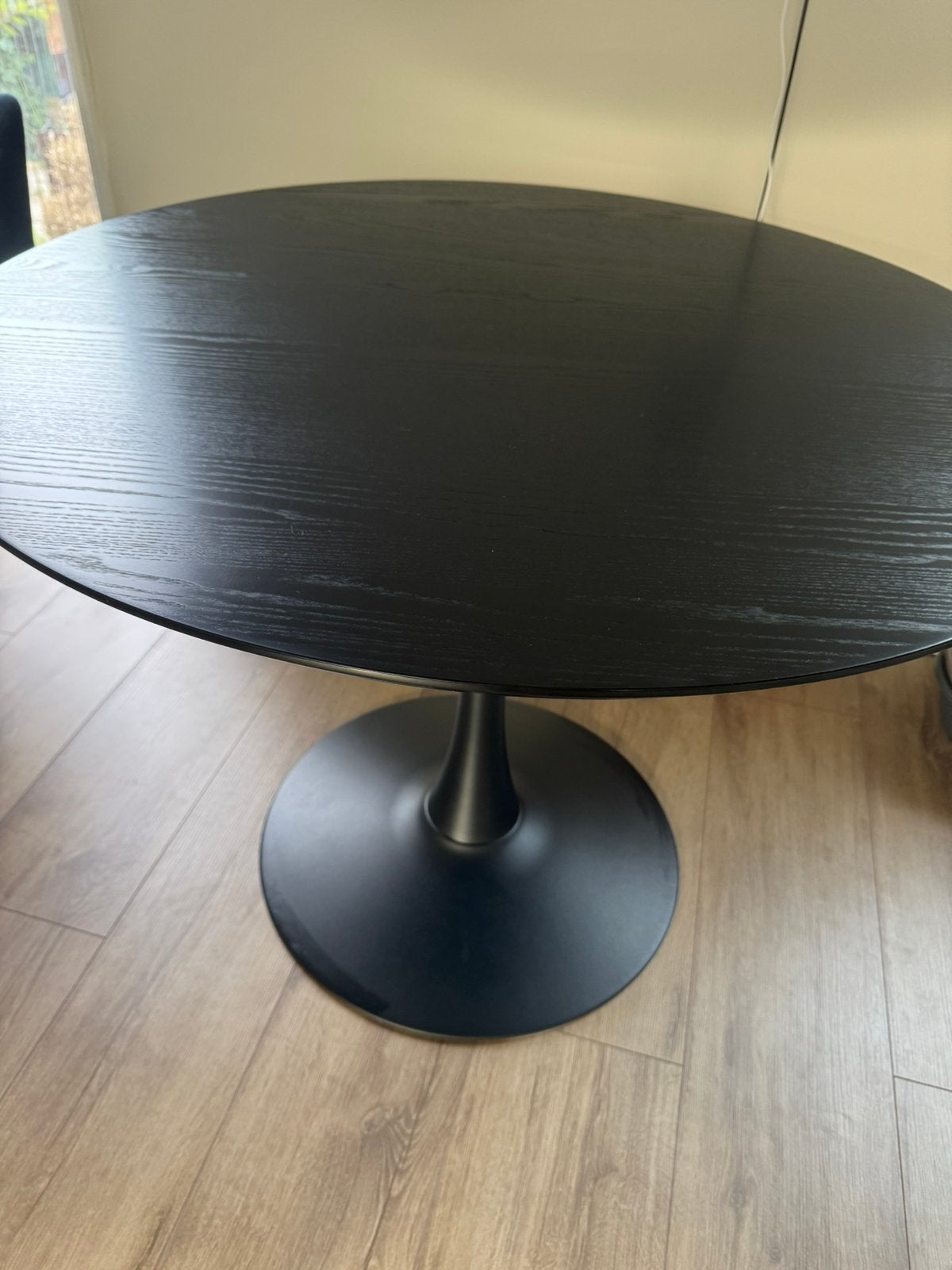 Zwarte ronde eettafel 100cm, Ophalen, Zo goed als nieuw, Rond, 100 tot 150 cm