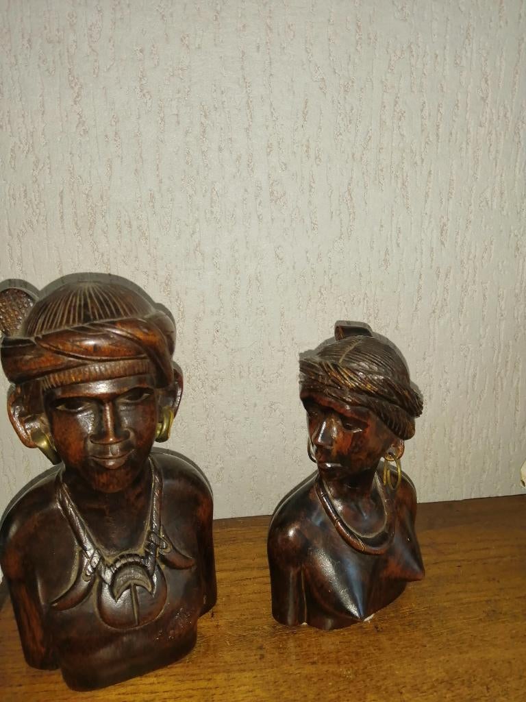 Indonesische buste/ borstbeelden, Antiek en Kunst, Kunst | Beelden en Houtsnijwerken, Ophalen of Verzenden