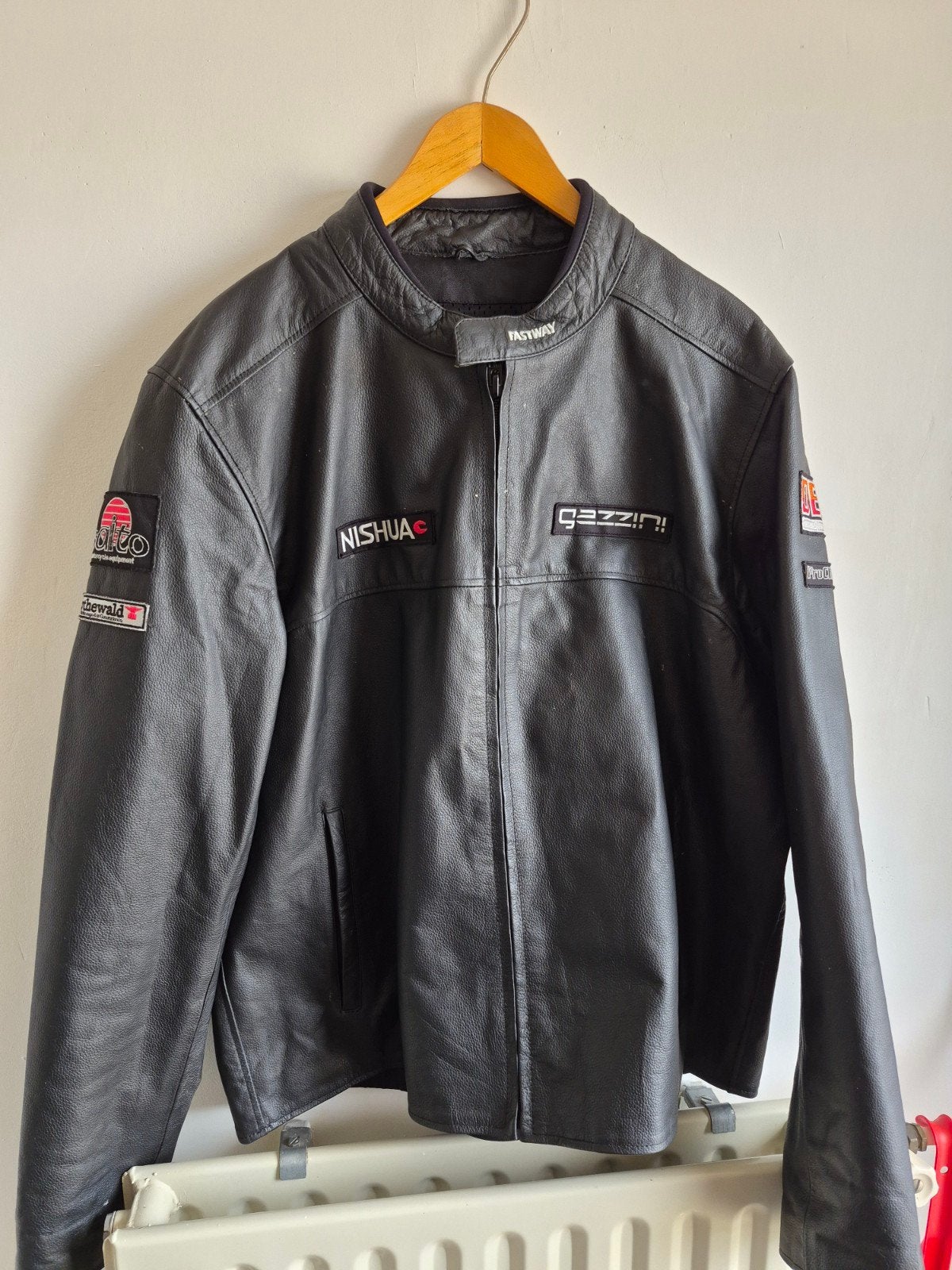 Ledere jas maat 64 fastway, Kleding | Heren, Grote Maten, Ophalen, Zo goed als nieuw, Zwart, Jas of Mantel