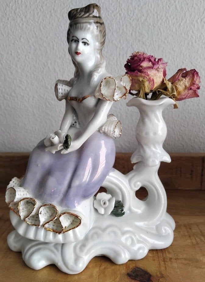 🌺Vintage Vaas-beeldje 🌺Porselein 🌺Vrouw Victoriaans, Verzenden