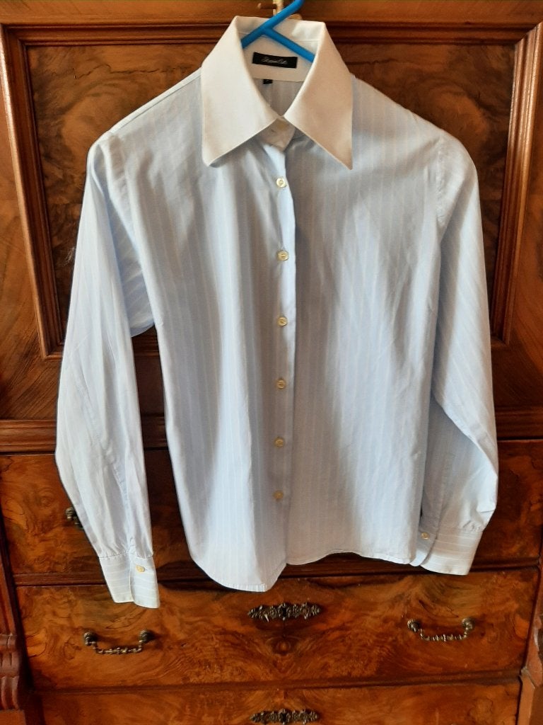 Steppin out lichtblauwe blouse witte streep S, Blauw, Ophalen of Verzenden, Maat 36 (S), Steppin