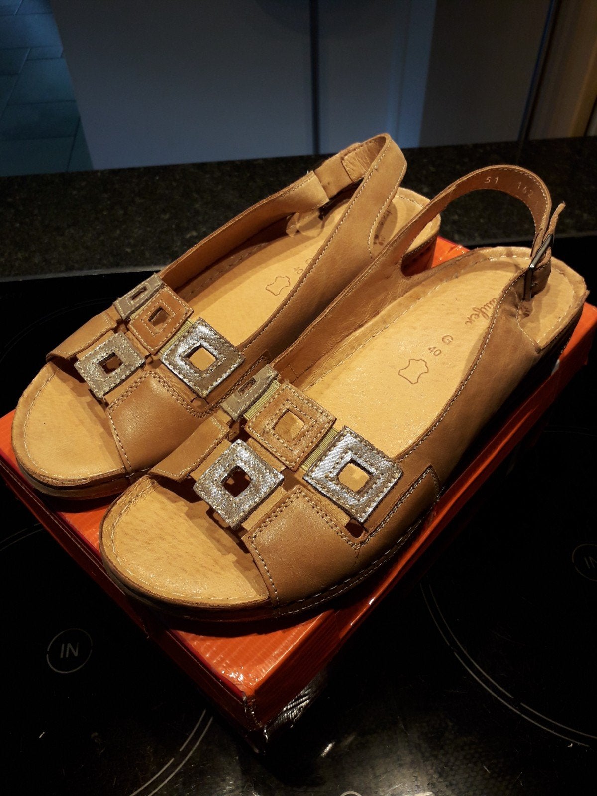 Leren sandalen Naturläufer maat 40 G cognac kleur, Bruin, Zo goed als nieuw, Naturläufer, Sandalen of Muiltjes