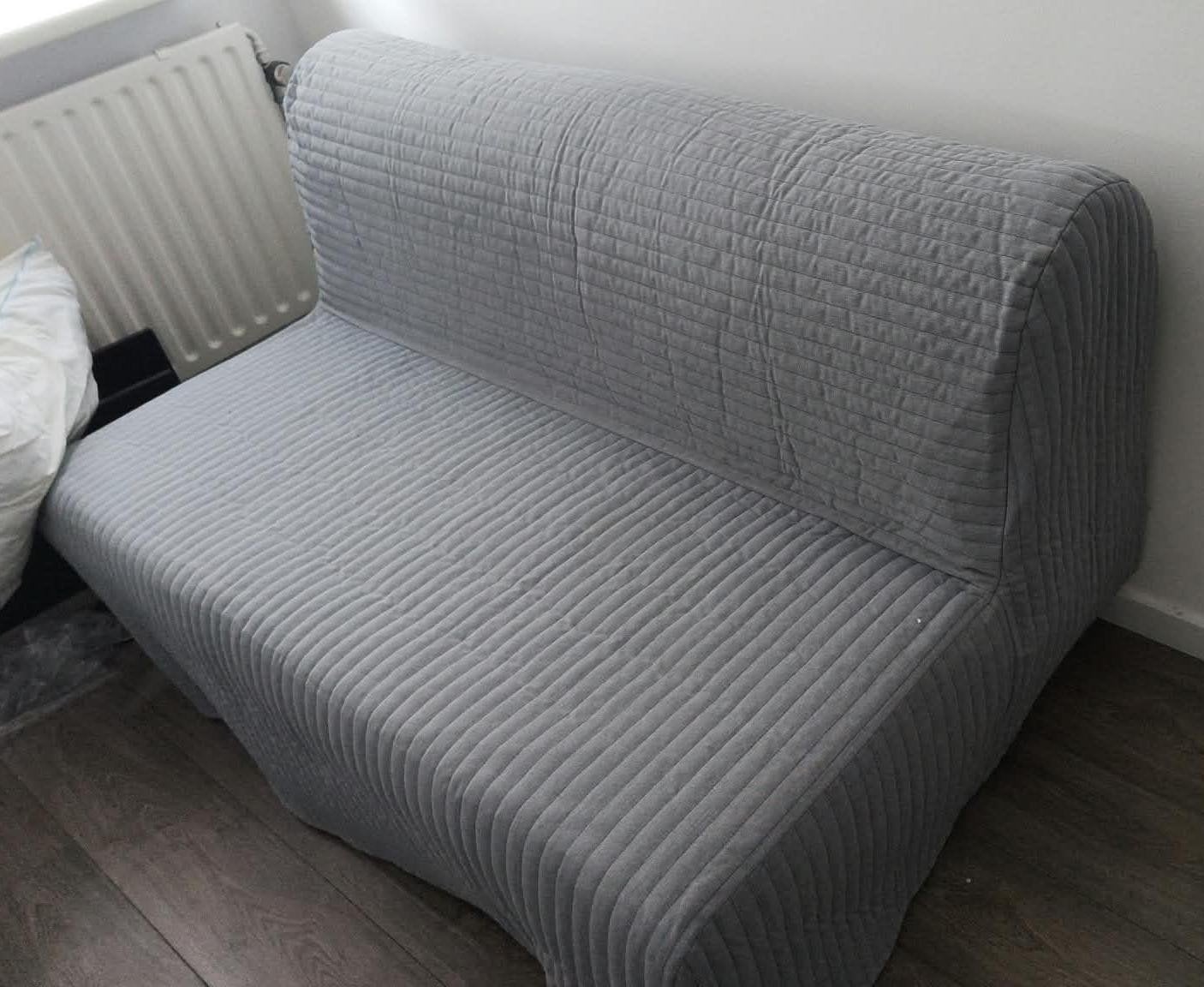 Grijze slaapbank / futonbank - Zo goed als nieuw, Ophalen, Modern, Compact, 150 tot 200 cm, Tweepersoons