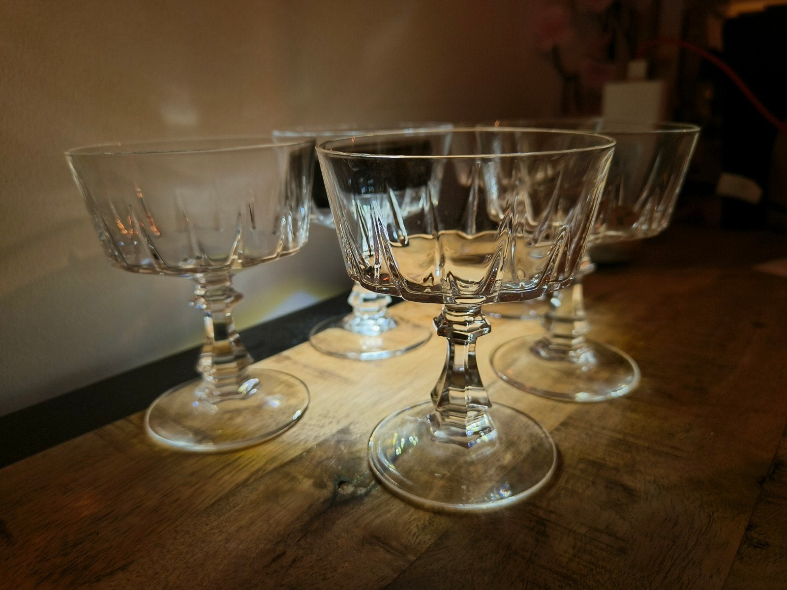 5x Vintage Cristal d'Arques-Durand Louvre champagne coupes, Antiek en Kunst, Ophalen
