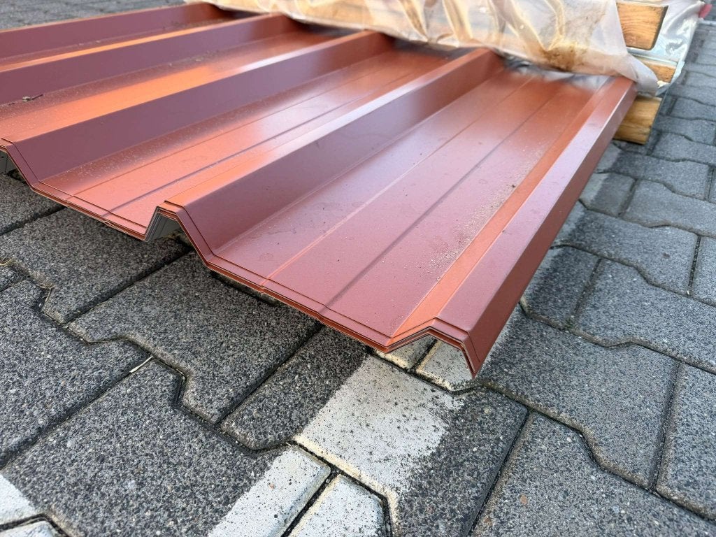 Damwand dakplaat, SP25 Terracotta (RAL 8004)  - € 7,00/m2, Overige materialen, Minder dan 20 mm, Ophalen of Verzenden, Zo goed als nieuw
