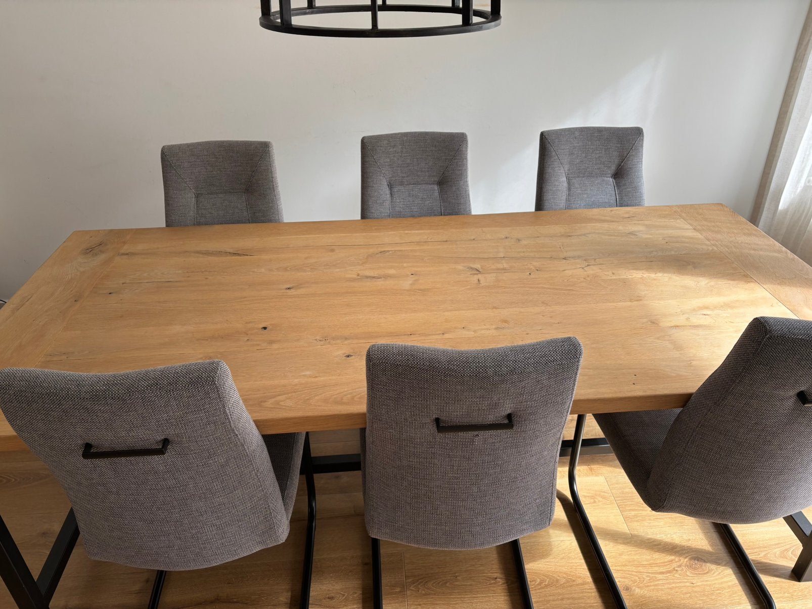 6 grijs gemêleerde eetkamerstoelen, Huis en Inrichting, Complete eetkamers, Ophalen, Gebruikt, Modern, 4 tot 6 stoelen