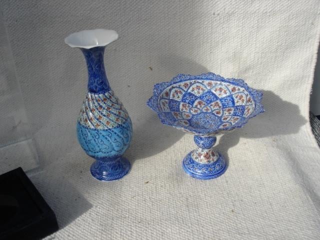 Kleurrijk Perzisch Minakari geëmailleerde vaas, Ophalen of Verzenden