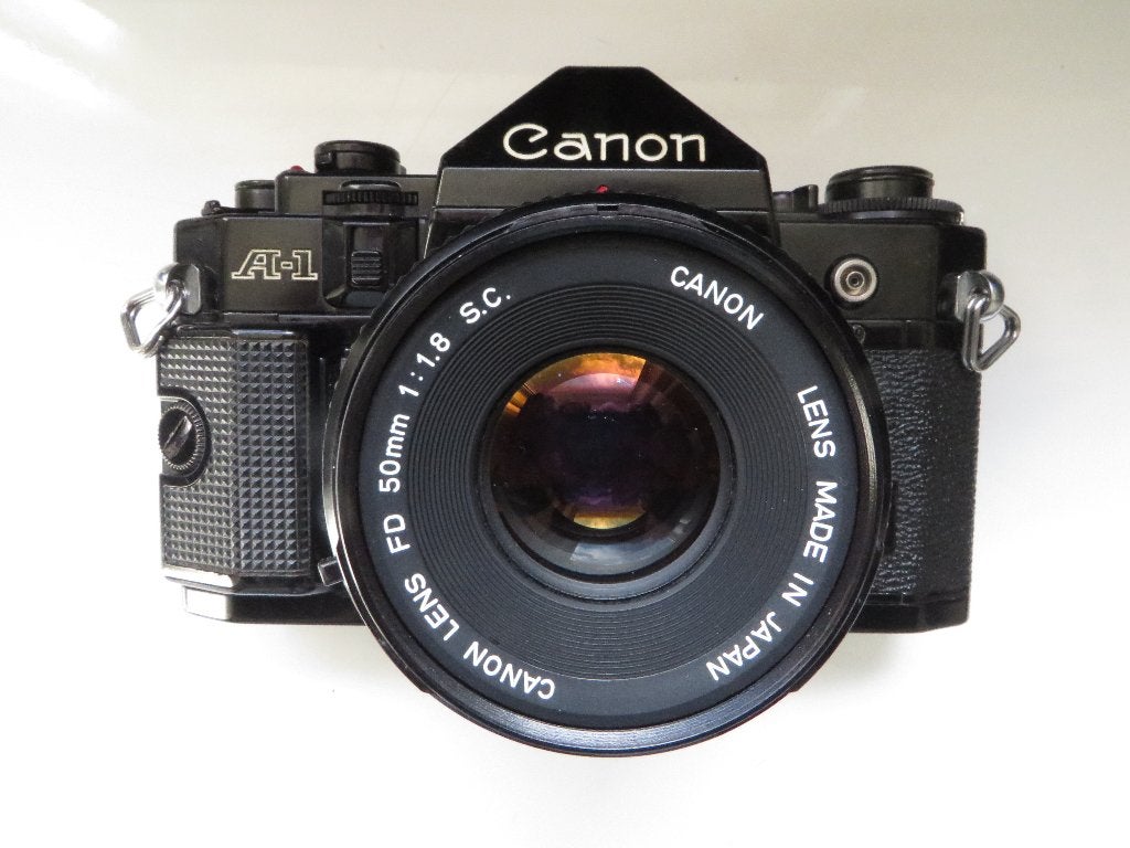 Canon A-1+ Canon FD 50mm F1:1.8, Audio, Tv en Foto, Fotocamera's Analoog, Verzenden, Gebruikt, Spiegelreflex, Canon