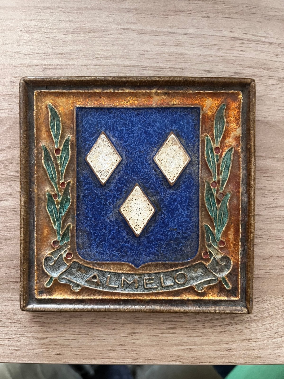 Porceleyne fles wapentegel - Cloisonne tegel - Almelo, Ophalen of Verzenden