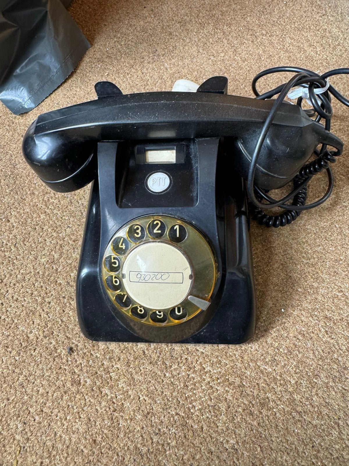 Vintage PTT draaischijf telefoon - Zwart, Ophalen of Verzenden, Zo goed als nieuw, Met draaischijf