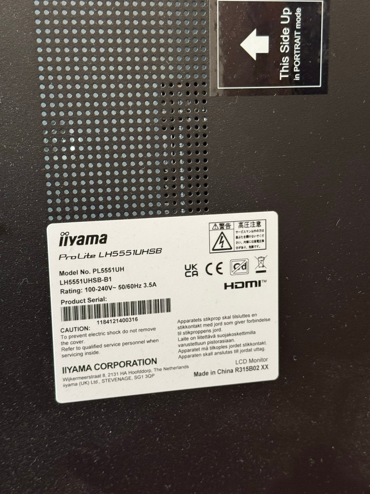 Iiyama ProLite LH5551UH Etalagescherm - 55 inch 4K UHD, Computers en Software, Monitoren, Ophalen, Ultra HD (4K), Onbekend, LED