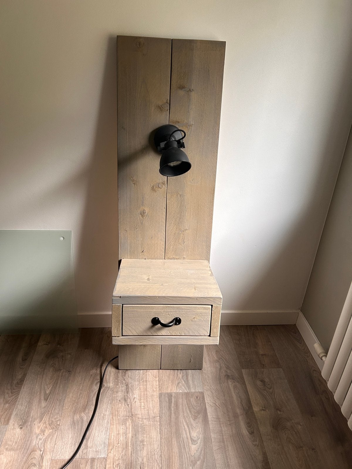 Set van 2 Steigerhouten Nachtkastjes - Grijs met Soft Close, Ophalen, Minder dan 45 cm, Nieuw, 70 cm of meer