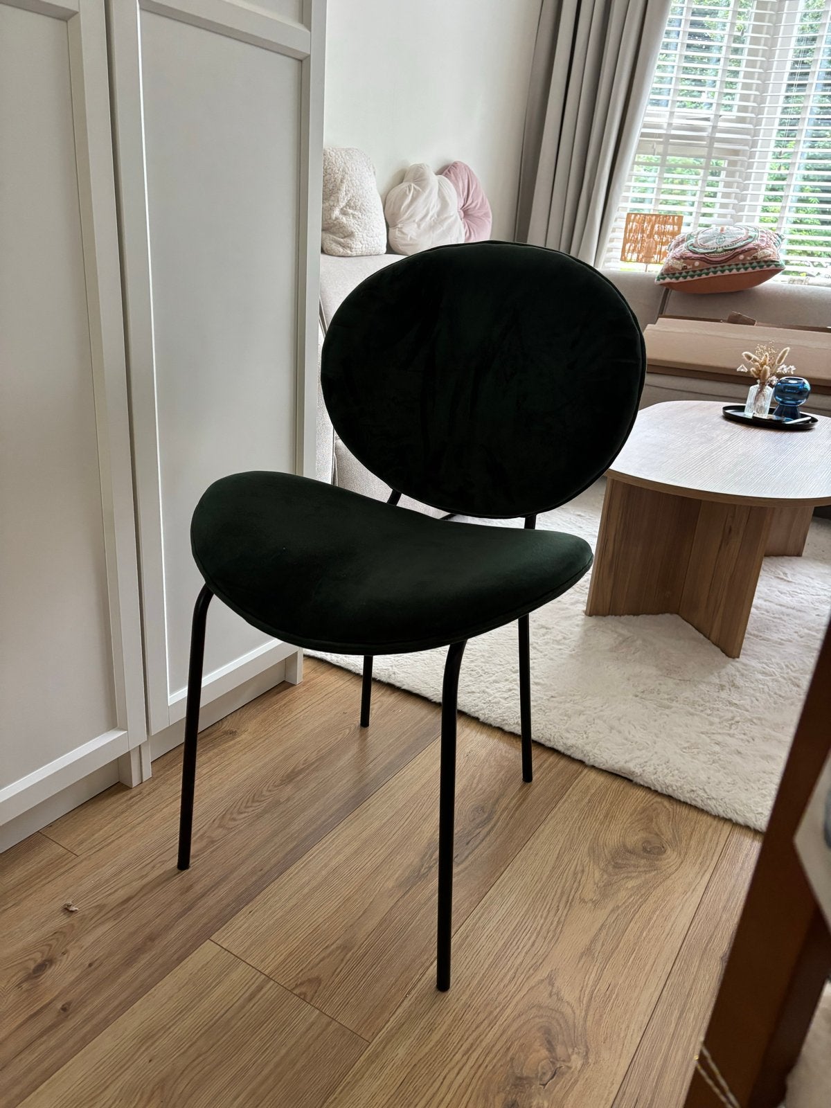 Groene kuipstoel met ronde rugleuning, Huis en Inrichting, Stoelen, Ophalen, Overige kleuren, Zo goed als nieuw, Eén