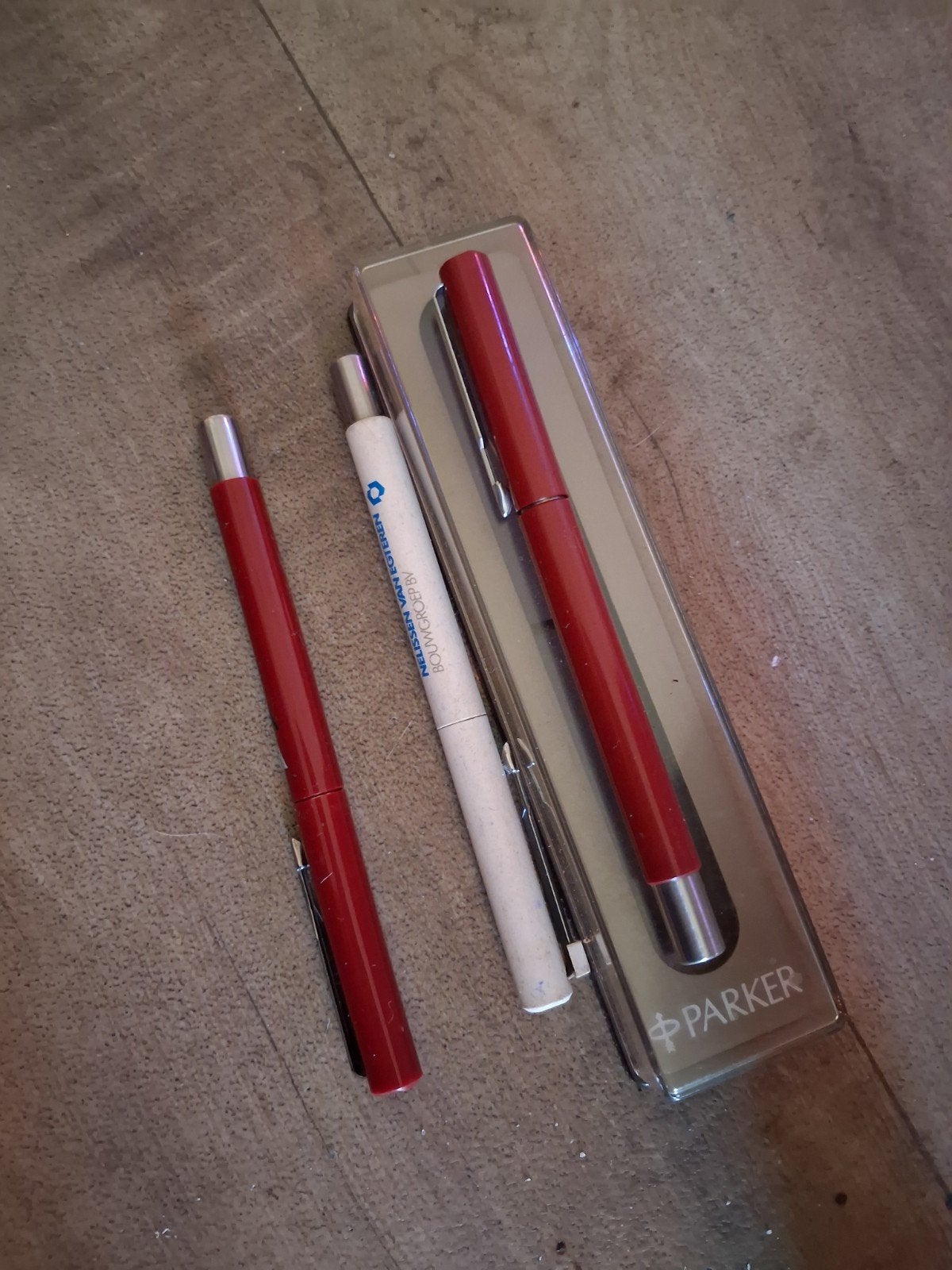 3 parker pennen, Gebruikt, Met reclame, Parker, Balpen