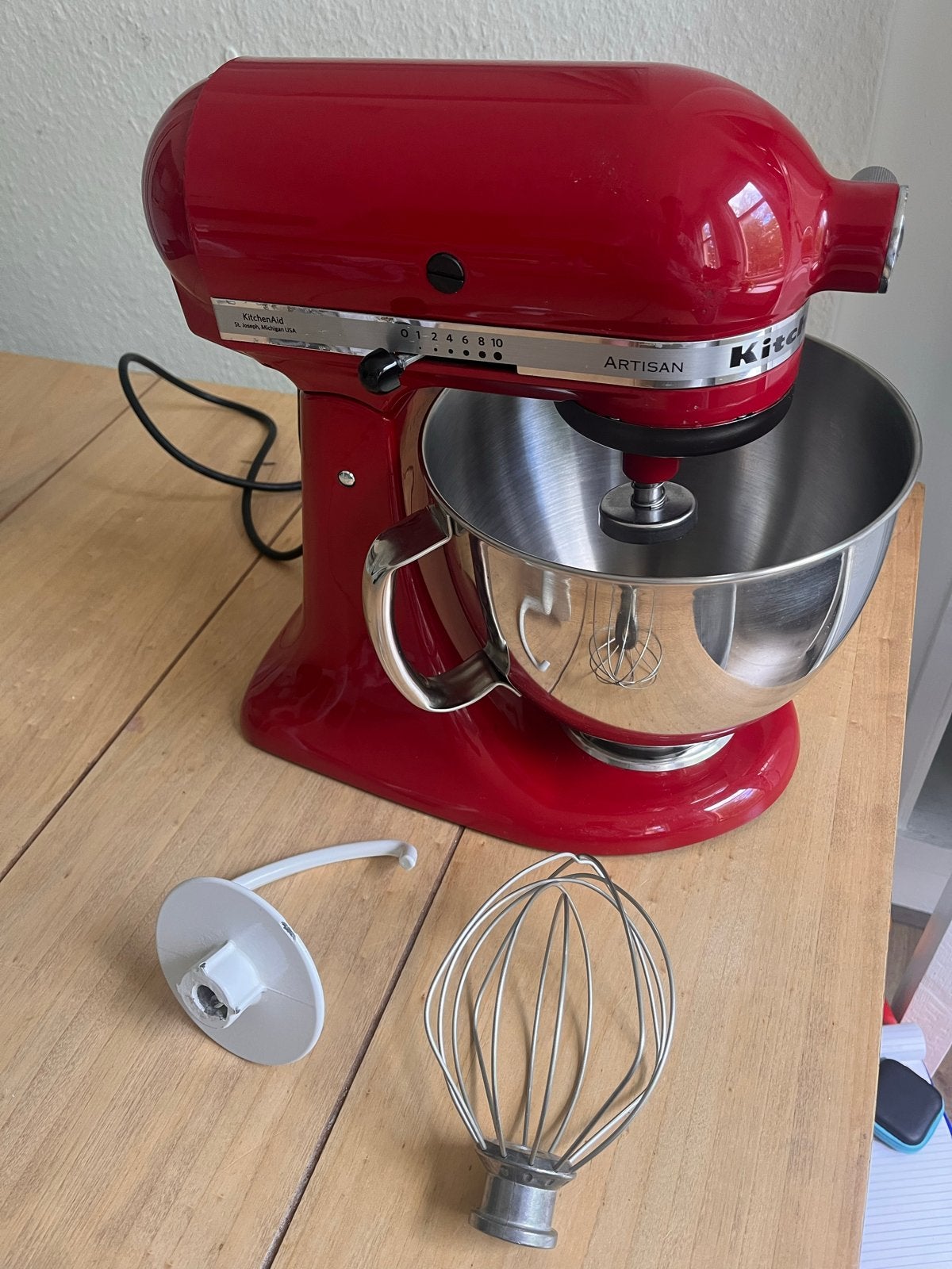 KitchenAid Artisan Keukenmixer Empire Red - Prima Staat, 4 liter of meer, Ophalen of Verzenden, Gebruikt, 3 snelheden of meer