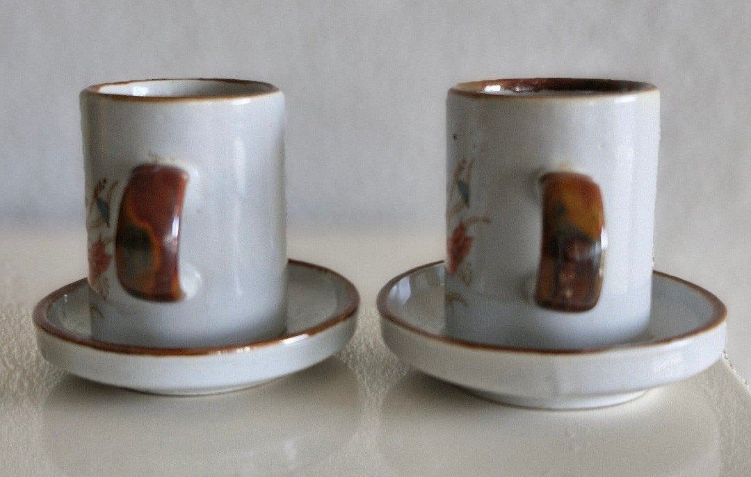 Set van 2 vintage Japanse kopjes met schotels, bloemmotief, Ophalen of Verzenden