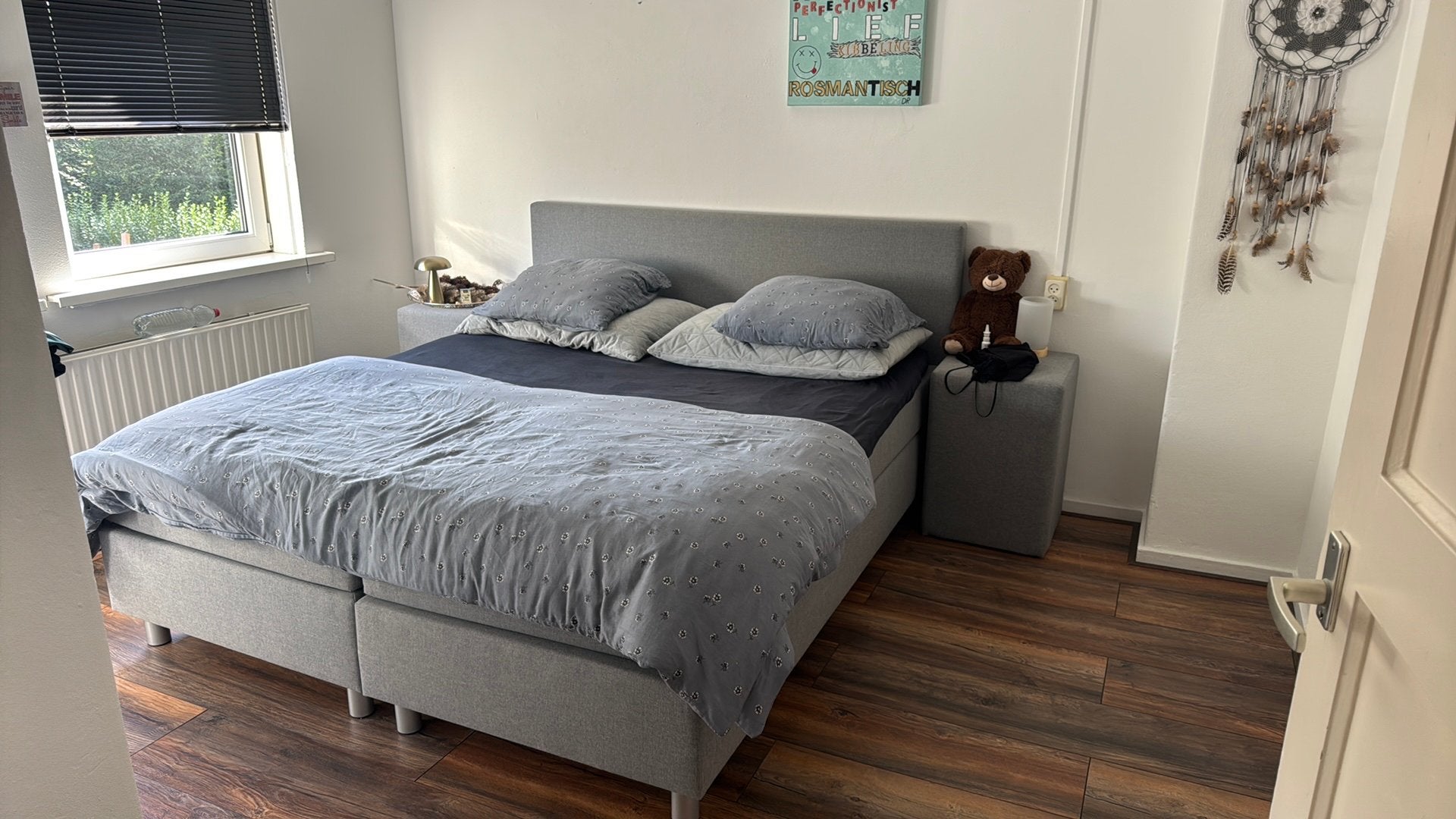 Tweepersoons boxspring met topper (afritsbare hoes), Ophalen, Gebruikt, Tweepersoons, 180 cm
