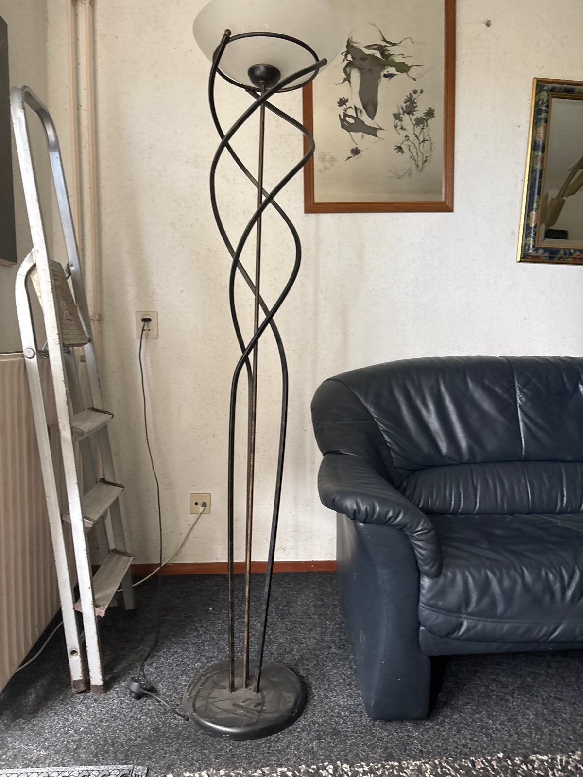 Stijlvolle vloerlamp met spiraalvormig design, Gebruikt, Metaal, 150 tot 200 cm, E27 (groot)