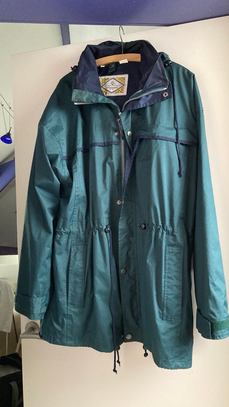 Heren regenjas maat L - Jump with life line, Verzenden, Zo goed als nieuw, Maat 52/54 (L), Groen