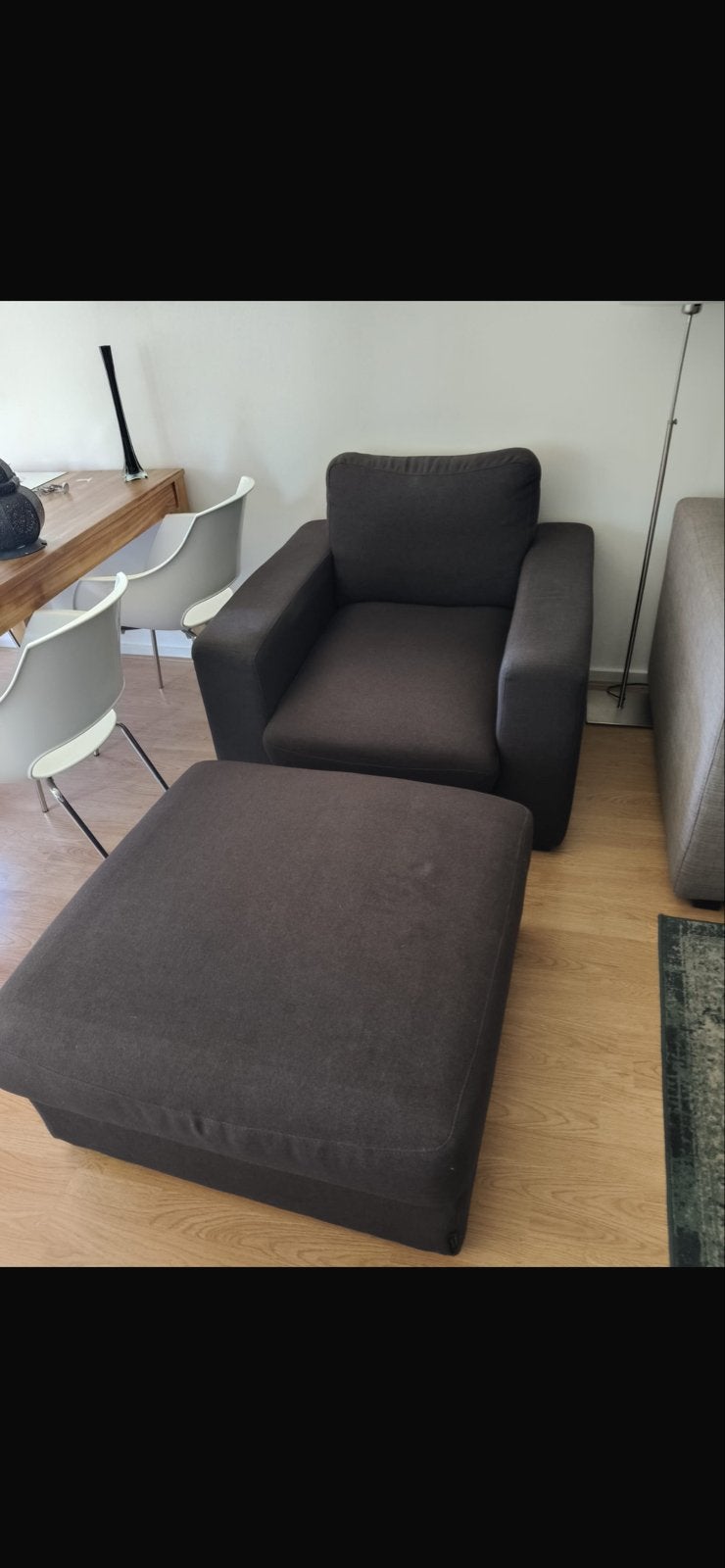 UrbanSofa fauteuil met hocker - nog goed, Huis en Inrichting, Ophalen, Zo goed als nieuw, Stof, 75 tot 100 cm