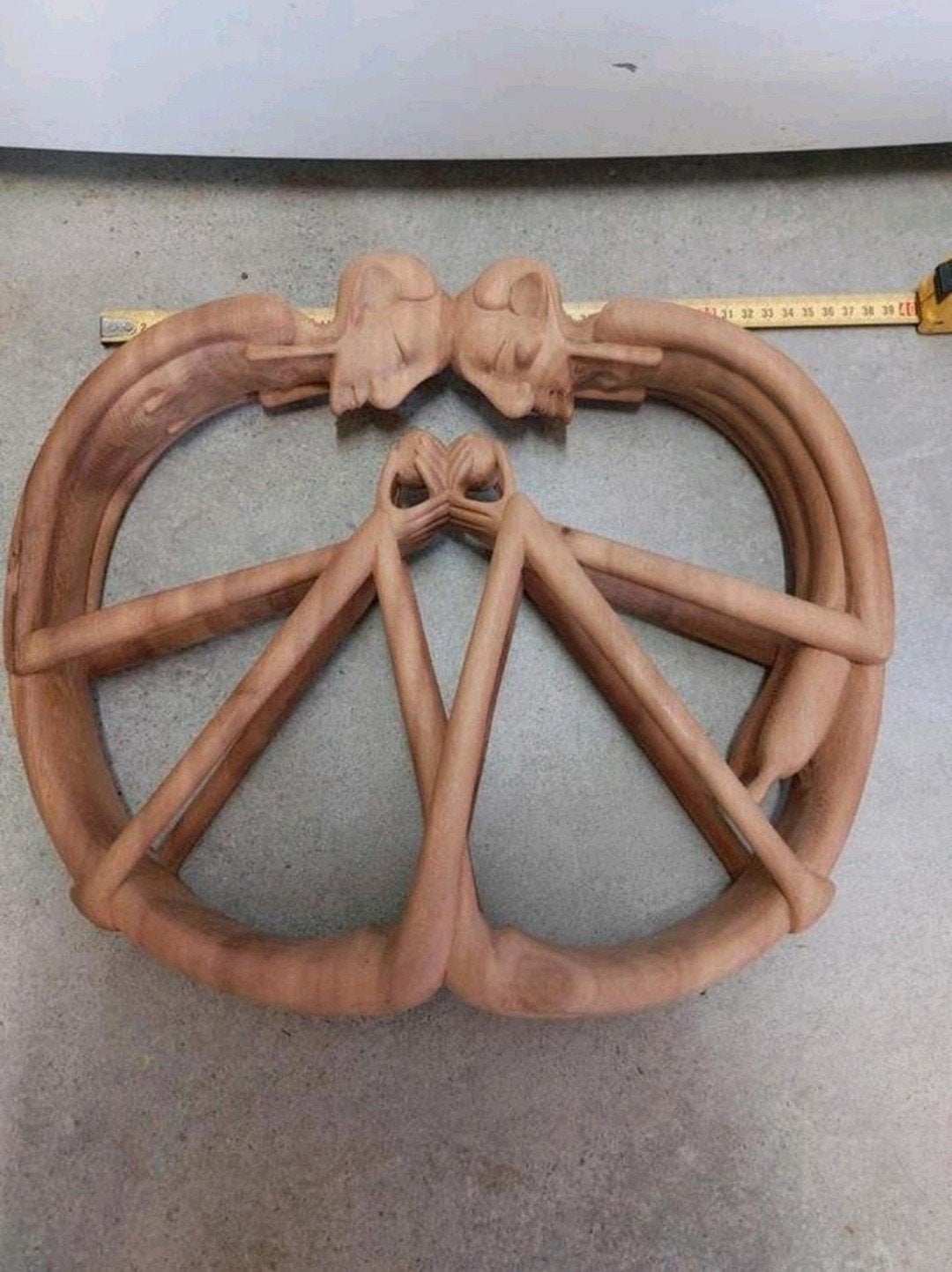 Prachtig Houtsnijwerk symboliek eenheid beeld man vrouw, Ophalen of Verzenden, Hout