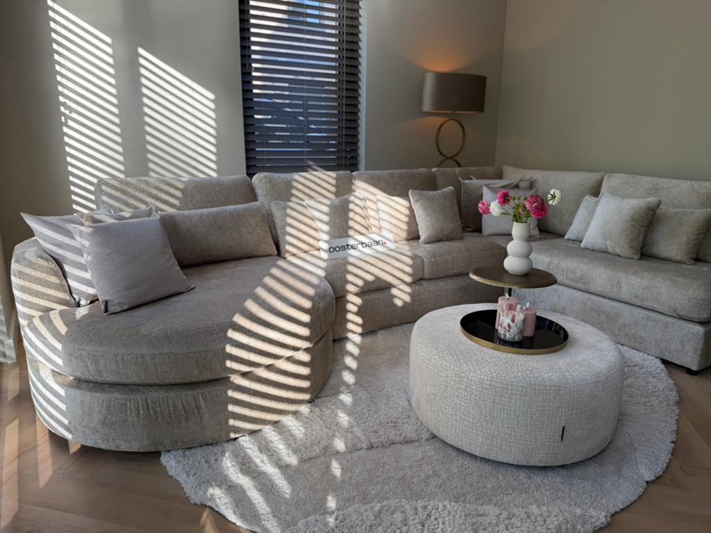 Luxe Velvet Teddy U-bank Cono 160x370x220cm Beige Sand NIEUW, Info@oosterbaanwonen.nl, Venus 31 8448CE Heerenveen, Hoekbank, Oosterbaan Wonen
