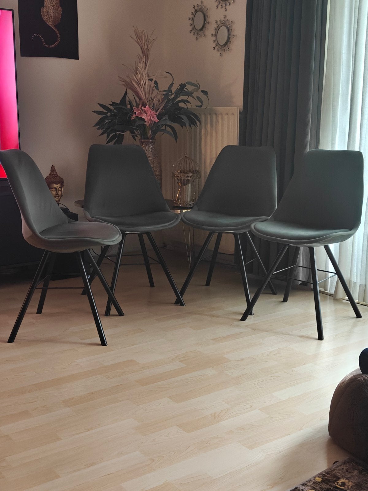 Set van 4 groene  eetkamerstoelen - Zo goed als nieuw