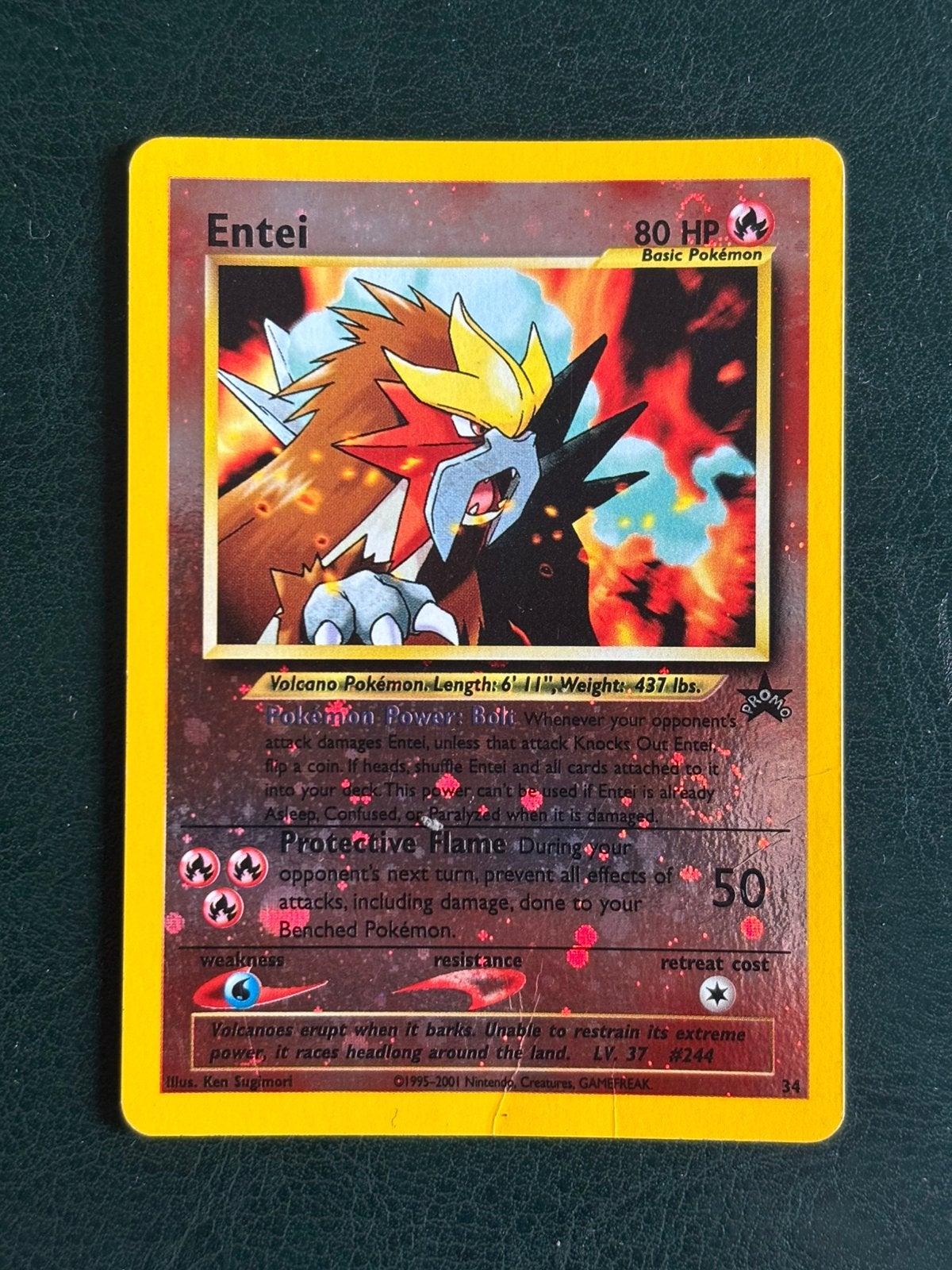 Entei #34 Pokemon black star Promo, Ophalen of Verzenden, Gebruikt