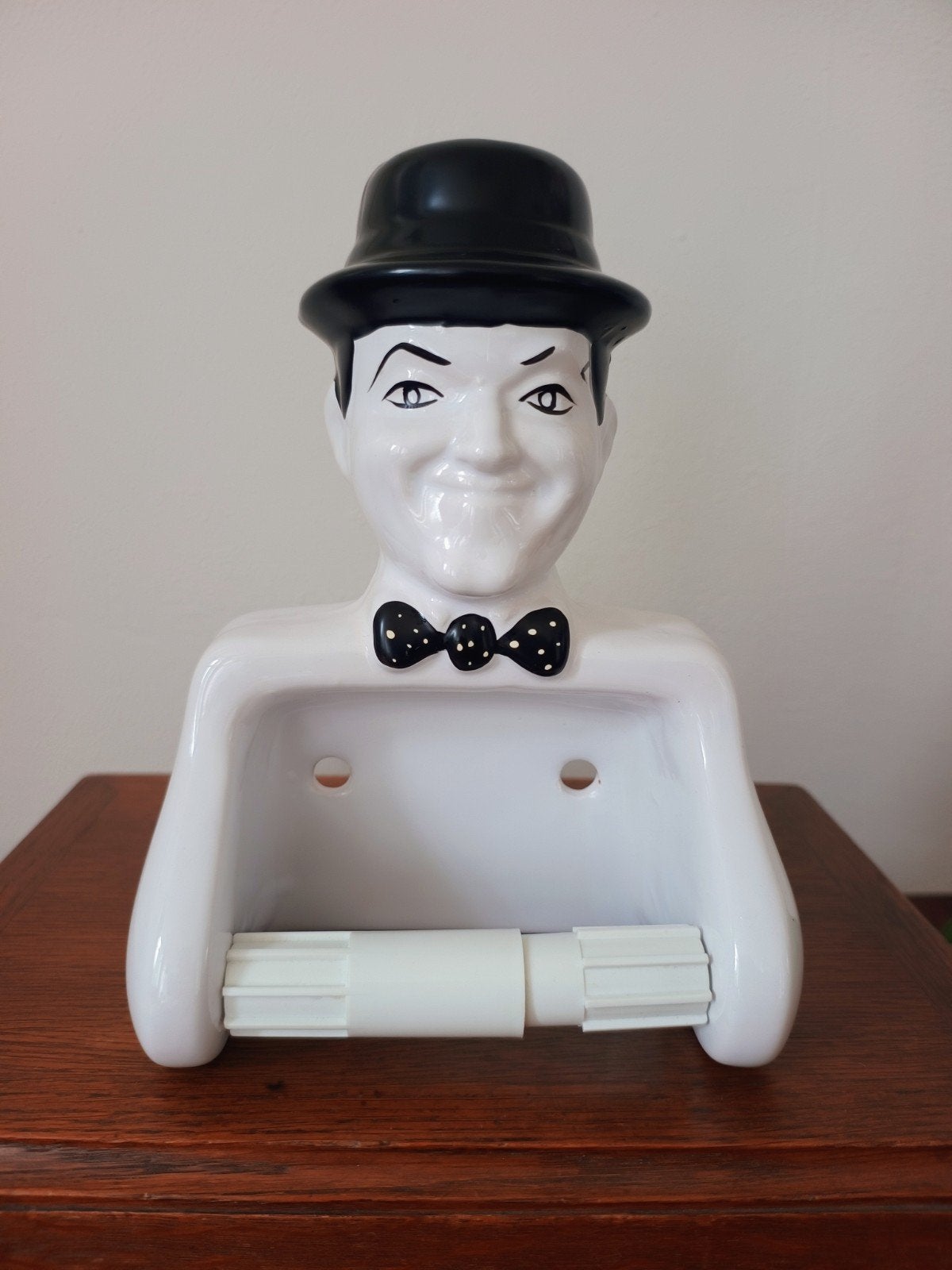 Vintage keramische toiletrolhouder van Laurel & Hardy, Ophalen of Verzenden