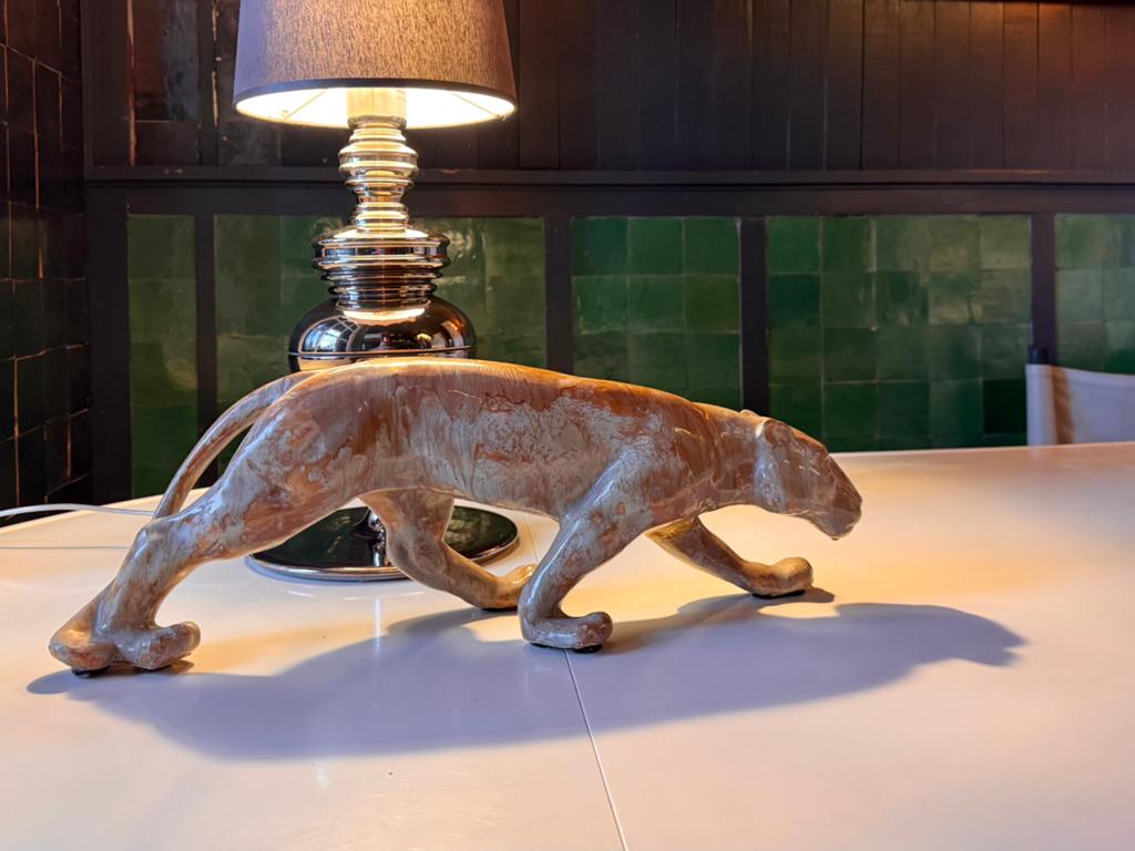 mid-century design keramiek luipaard groot decoratief beeld, Antiek en Kunst, Antiek | Keramiek en Aardewerk, Ophalen of Verzenden