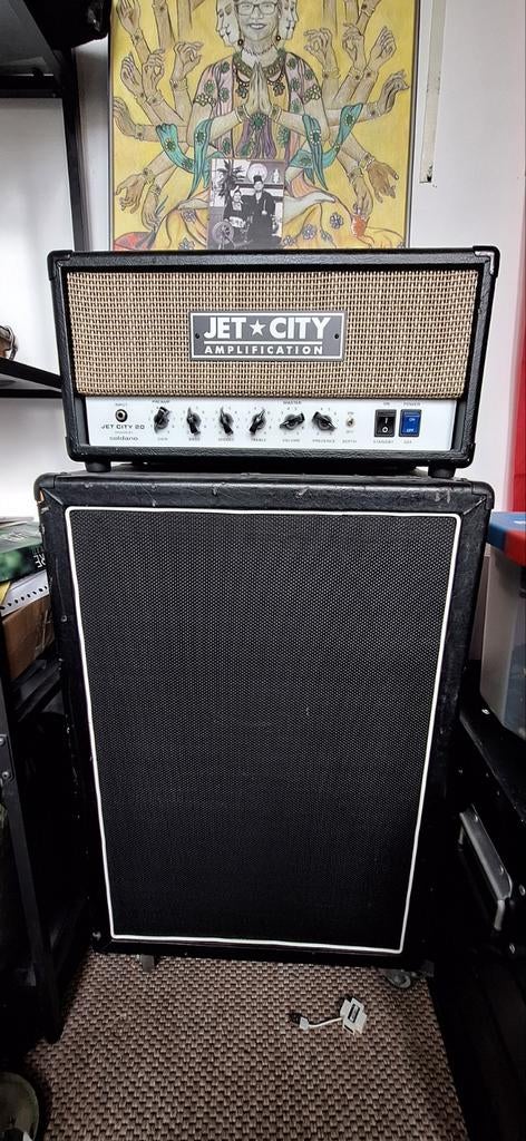 Jet City 20W buizenversterker met Harley Benton 2x12 V30 cab, Ophalen, Zo goed als nieuw, Minder dan 50 watt