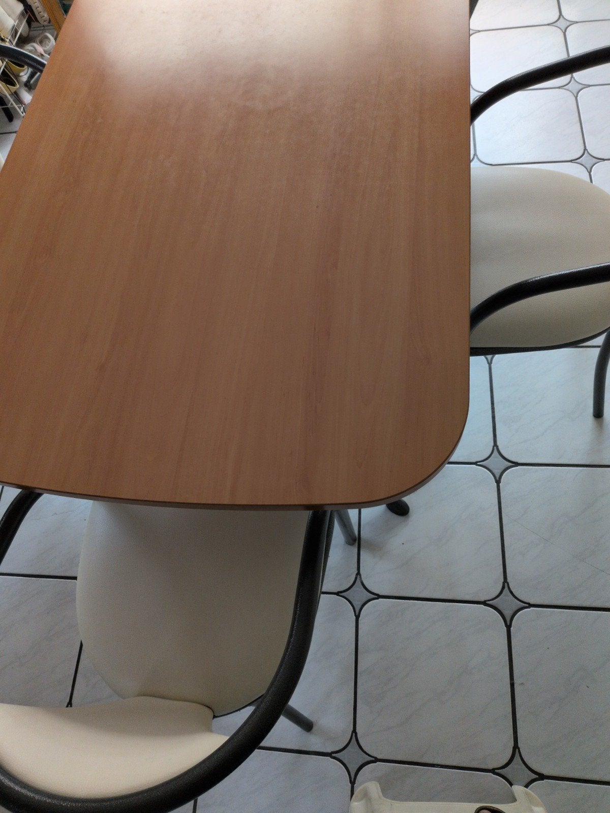 Eettafel met 4 stoelen - Hout en metaal, Huis en Inrichting, Stoelen, Ophalen, Gebruikt, Overige kleuren, Vier