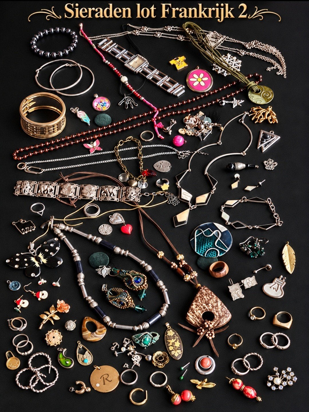 Vintage & Antieke Sieraden Partij uit Frankrijk, Ophalen of Verzenden, Overige materialen, Overige typen, Met edelsteen