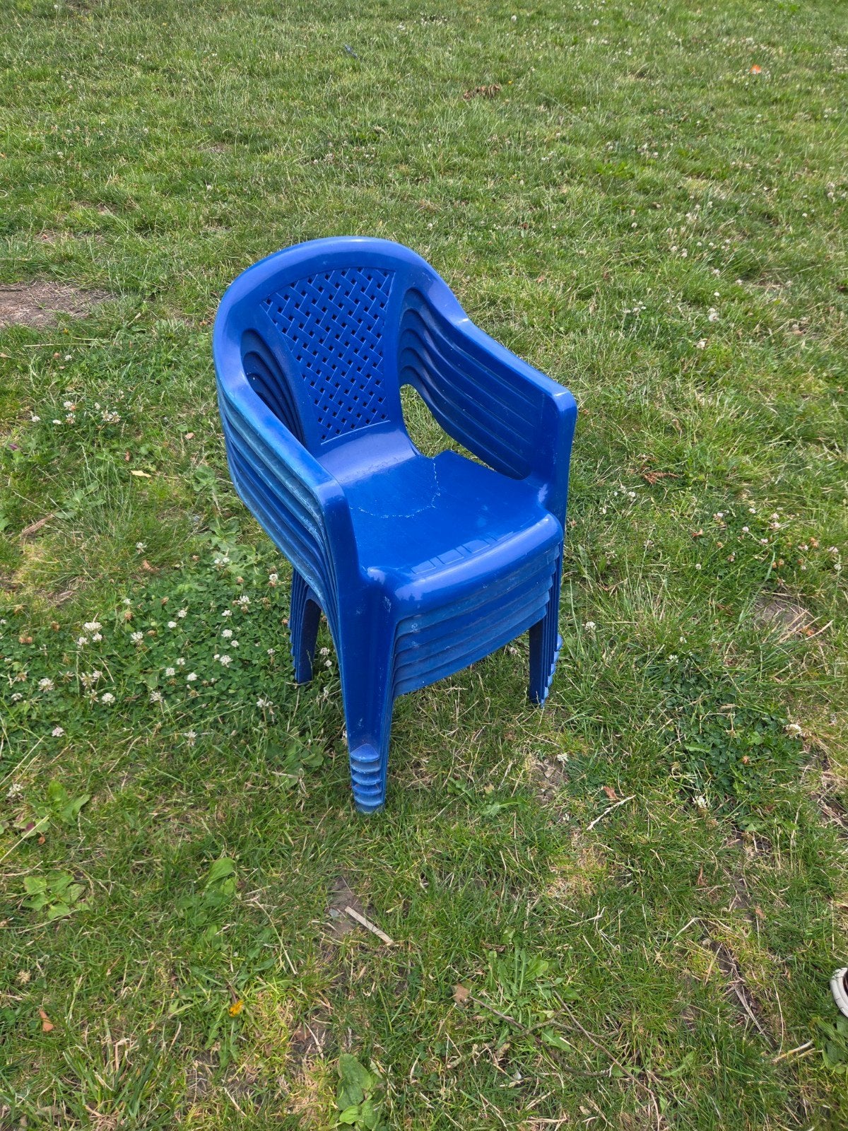 6 Stapelbare Kinder Tuinstoelen - Blauw, Tuin en Terras, Tuinstoelen, Ophalen, Zo goed als nieuw, Kunststof, Stapelbaar