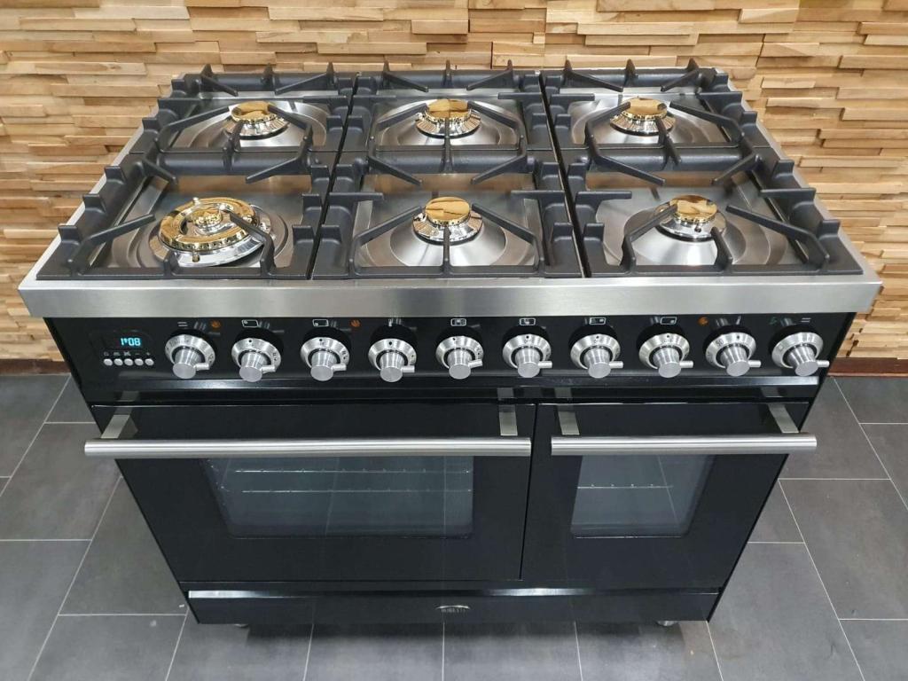 🔥Luxe Boretti Fornuis 90cm hoogglans zwart rvs GASOVEN, Niet ingevuld, 60 cm of meer, Niet ingevuld, Ophalen of Verzenden