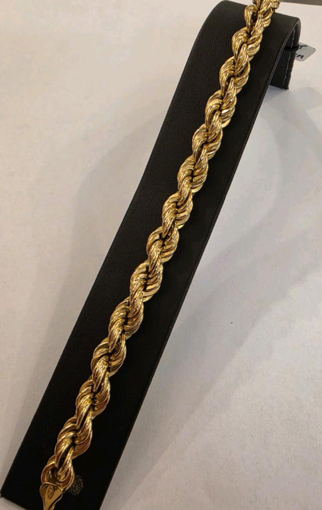 Brede 18 karaats gouden koord / rope armband geelgoud 21 cm, Ophalen of Verzenden, Zo goed als nieuw, Goud, Goud
