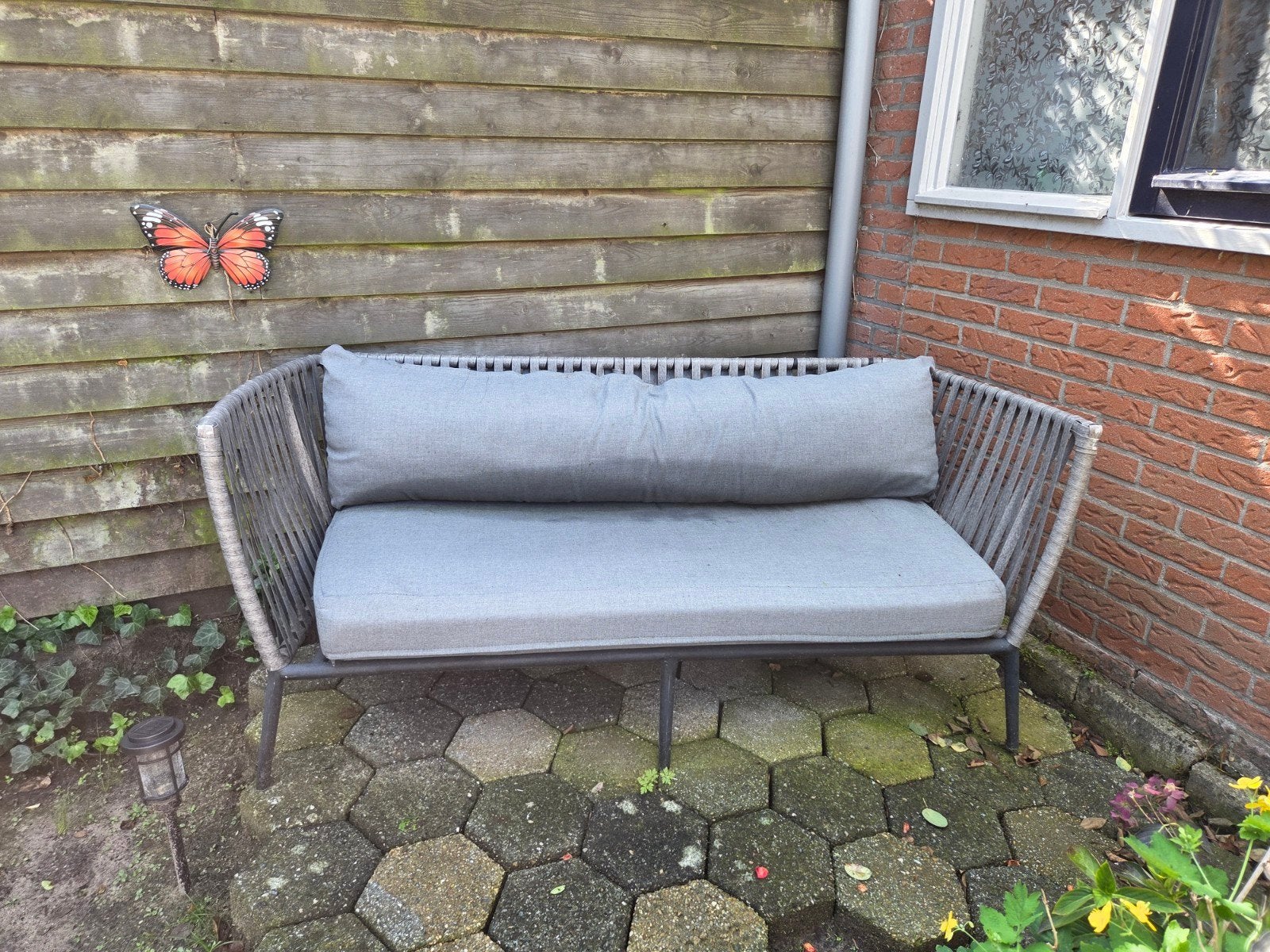 Comfortabel tuinbankje met kussens, Tuin en Terras, Ophalen, Gebruikt, Wicker