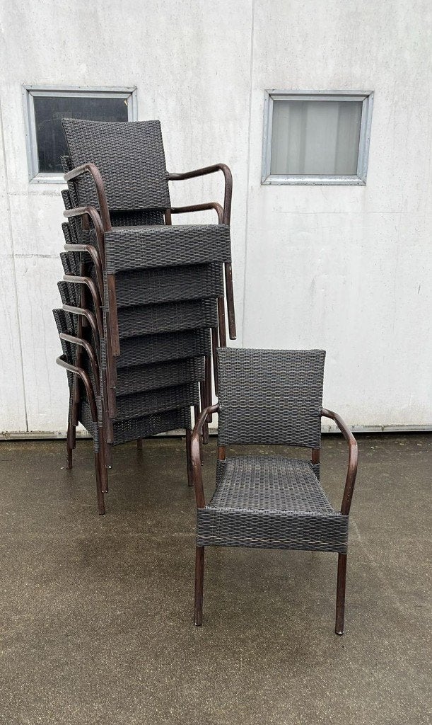 58 stuks horeca Terrasstoelen wicker rotan Stapelbaar bruin, Ophalen, Bruin, Zo goed als nieuw, Kunststof
