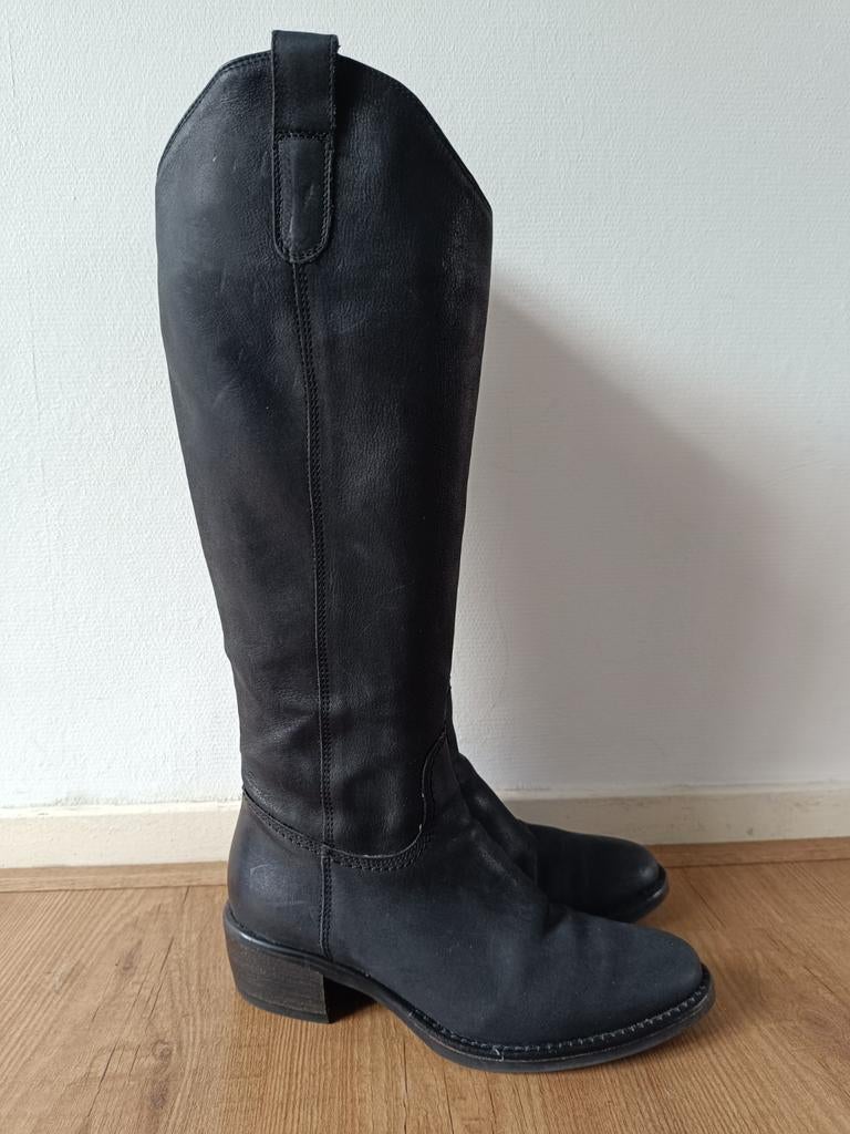 Moccio matzwarte hoge cowboy laarzen met 38 made in Italy, Kleding | Dames, Schoenen, Hoge laarzen, Moccio, Zwart, Ophalen of Verzenden